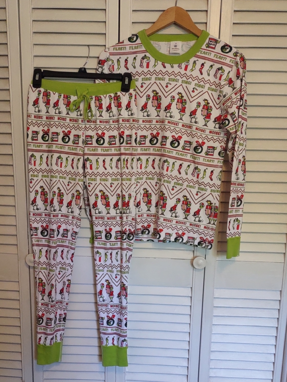 EEUC Hanna Anderson Holiday Grinch Print Dr. Seuss Unisex Adult Pajamas Size XS